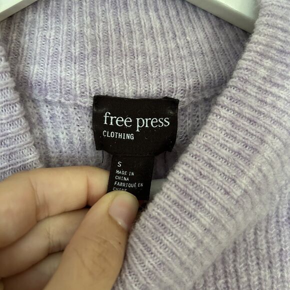 Free Press Sweater Lavender Purple Mock Neck Turtleneck Ribbed Knit Size Small - Picture 5 of 7